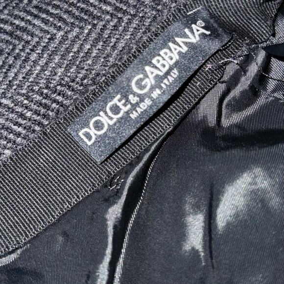 DOLCE & GABBANA classic gray black herringbone 100% wool straight pencil skirt - Picture 6 of 8